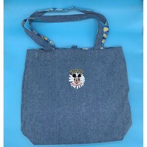 Vintage Disney Mickey Mouse Flower Power‎ Denim Tote Bag Mickey Unlimited Rare